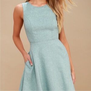 Lulus Winsome Mint Backless Skater Sleeveless Dress
